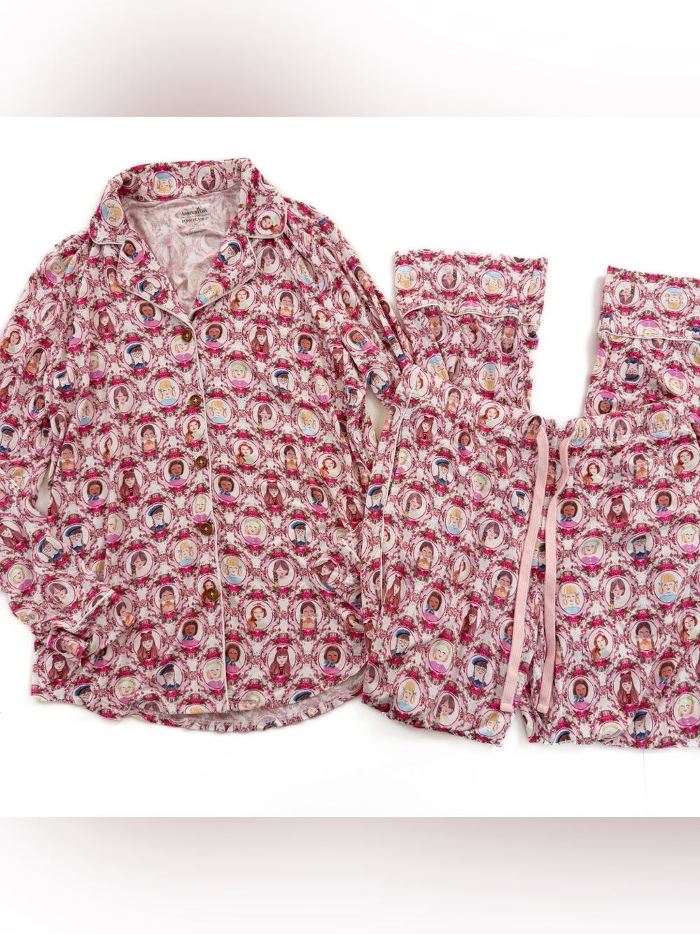 Posh Peanut Pajama Set Womens Medium American Girl Bamboo Pink Portraits